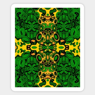 Miniature Aussie Tangle 13 Pattern in Green and Gold Sticker